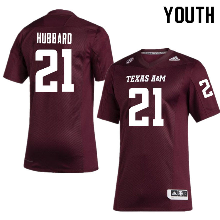 Youth #21 Darvon Hubbard Texas A&M Aggies College Football Jerseys Sale-Maroon